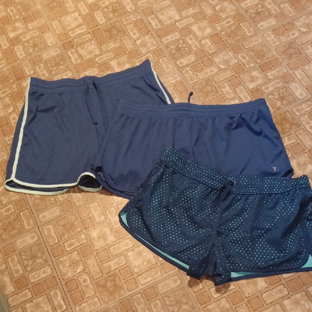 Athletic Works Women's Navy and Light Blue Shorts 3 Pair Size Large